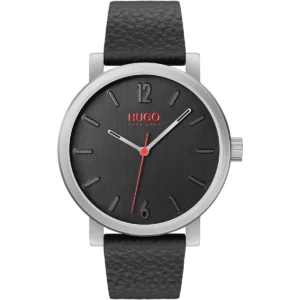1530115 hugo boss watch men black dial leather strap quartz battery analog three hand premium classic