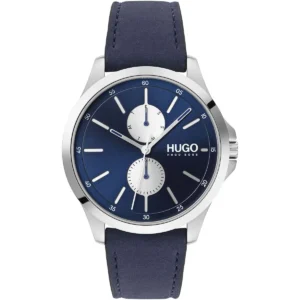 1530121 hugo boss watch men blue dial leather strap quartz battery analog three hand