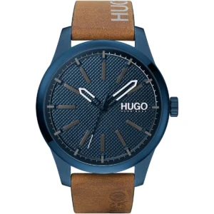 1530145 hugo boss watch men gray dial leather brown strap quartz battery analog three hand invent