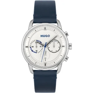 1530233 hugo boss watch men white dial leather blue strap quartz battery analog three hand advise