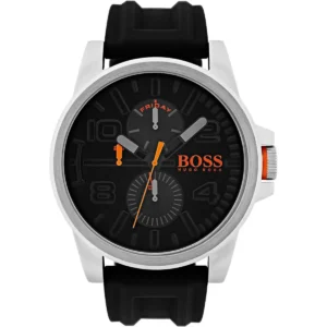 1550006 hugo boss watch men black dial rubber strap quartz battery analog three hand detroit