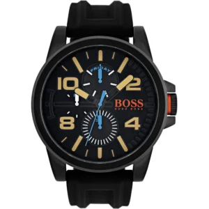 1550011 hugo boss watch men black dial rubber strap quartz battery analog three hand detroit