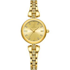 nf5034 g g naviforce watch women crystals gold dial stainless steel metal golden strap quartz battery analog three hand for dream