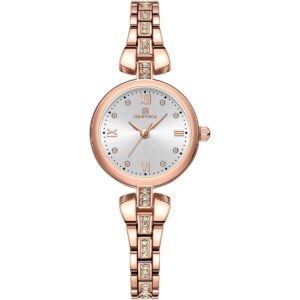 nf5034 rg w naviforce watch women crystals white dial stainless steel metal rose gold strap quartz battery analog three hand for dream
