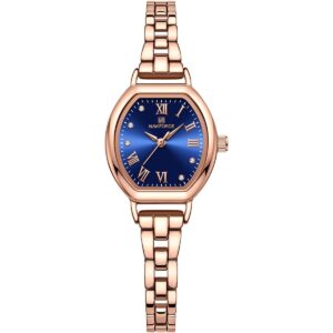 nf5035 rg be naviforce watch women blue dial stainless steel metal rose gold strap quartz battery analog three hand for dream