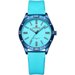 nf5041 be be be naviforce watch water resistant 30m women blue dial rubber strap quartz battery analog three hand for dream