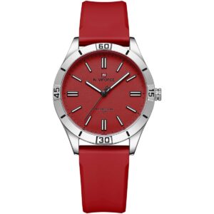 nf5041 s r r naviforce watch water resistant 30m women red dial rubber strap quartz battery analog three hand for dream