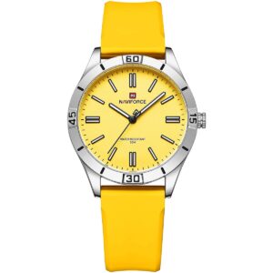 nf5041 s y y naviforce watch water resistant 30m women yellow dial rubber strap quartz battery analog three hand for dream