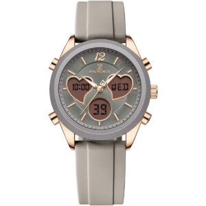 nf5045t rg b gy b gy naviforce watch women gray dial rubber grey strap quartz battery digital analog for dream