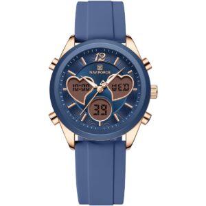 nf5045t rg be be naviforce watch women blue dial rubber strap quartz battery digital analog for dream