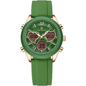 nf5045t rg gn gn naviforce watch women green dial rubber strap quartz battery digital analog for dream