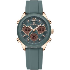 nf5045t rg l gy l gy naviforce watch women gray dial rubber grey rosegold strap quartz battery digital analog for dream