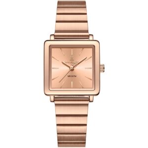 nf5048 rg rg rg naviforce watch wr 3atm women square rose gold dial metal stainless steel strap quartz battery analog three hand for dream