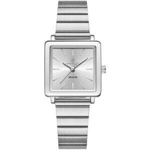 nf5048 s w s naviforce watch wr 3atm women square white dial metal stainless steel silver strap quartz battery analog three hand for dream