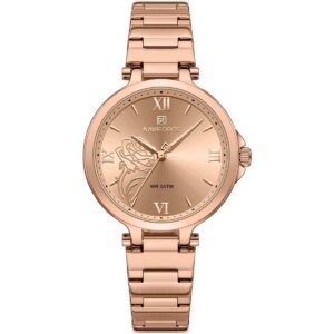 nf5060 rg rg naviforce watch wr 3atm women flower rose gold dial metal stainless steel strap quartz battery analog three hand for dream