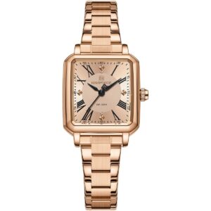 nf5065 rg rg naviforce watch wr 3atm women square rose gold dial metal stainless steel rose golden strap quartz battery analog three hand for dream