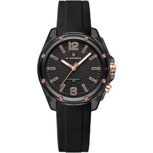 nf6103 b b naviforce watch water resistant 50m women black dial rubber strap quartz battery analog three hand for dream