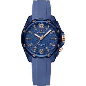 nf6103 be be naviforce watch water resistant 50m women blue dial rubber strap quartz battery analog three hand for dream
