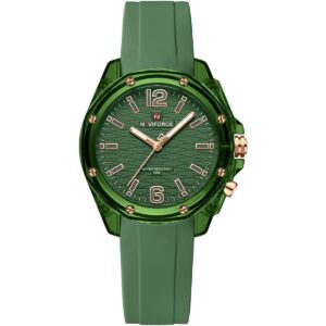 nf6103 gn gn naviforce watch water resistant 50m women green dial rubber strap quartz battery analog three hand for dream