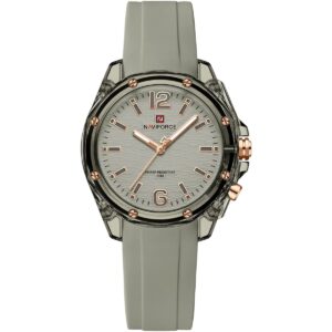 nf6103 gy gy naviforce watch water resistant 50m women gray dial rubber grey strap quartz battery analog three hand for dream