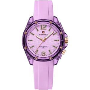 nf6103 pe pe naviforce watch water resistant 50m women purple dial rubber strap quartz battery analog three hand for dream