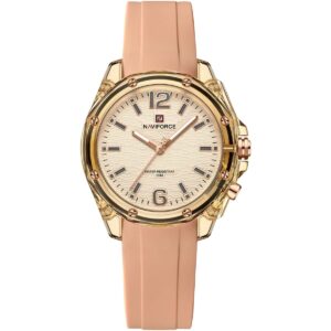 nf6103 rg rg naviforce watch water resistant 50m women rose gold dial rubber rose golden strap quartz battery analog three hand for dream