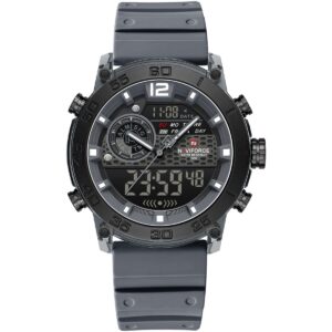 nf6104 t gy w t gy naviforce watch water resistant 50m men gray dial rubber grey strap quartz battery digital analog three hand for dream
