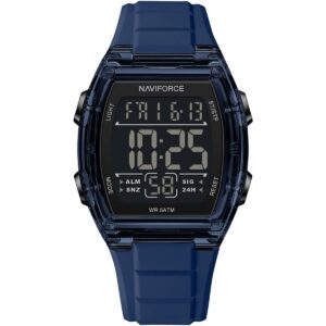 nf6106 be be naviforce watch wr 5atm men square black dial rubber blue strap quartz battery digital for dream