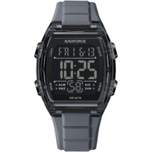 nf6106 t gy t gy naviforce watch wr 5atm men square black dial rubber gray strap quartz battery digital for dream
