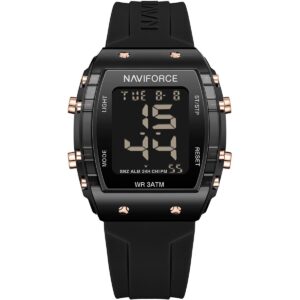nf7102 b b naviforce watch wr 3atm women black dial rubber strap quartz battery square digital three hand for dream
