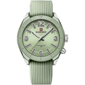 nf7103 gn gn naviforce watch water resistant 30m women green dial rubber strap quartz battery analog three hand for dream