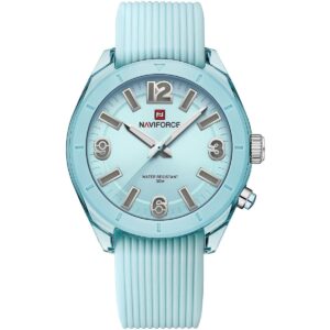nf7103 l be l be naviforce watch water resistant 30m women blue dial rubber strap quartz battery analog three hand for dream