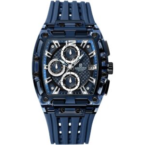 nf7105 be be be naviforce watch chronograph wr 3atm men blue dial rubber strap quartz battery square analog for dream