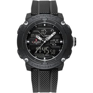 nf7114 b b naviforce watch water resistant 50m men black dial rubber strap quartz battery digital analog for dream