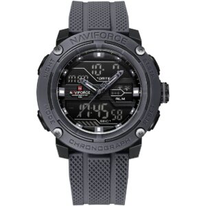 nf7114 t gy t gy naviforce watch water resistant 50m men gray dial rubber grey strap quartz battery digital analog for dream