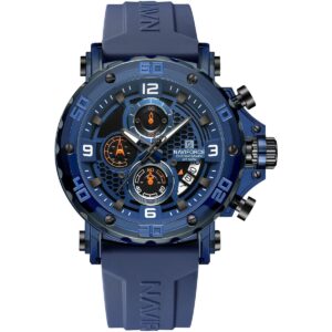 nf7123 be w be naviforce watch chronograph wr 5atm men blue dial rubber strap quartz battery analog for dream