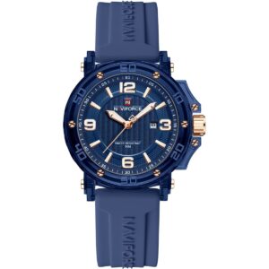 nf7125 be be be naviforce watch water resistant 50m women blue dial rubber strap quartz battery analog three hand for dream