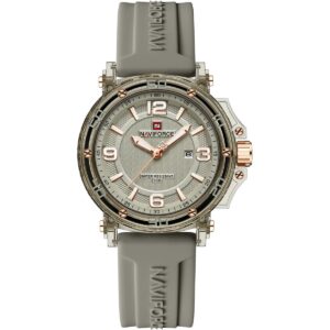 nf7125 c gy c gy c gy naviforce watch water resistant 50m women gray dial rubber grey strap quartz battery analog three hand for dream