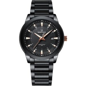 nf8029 b b b naviforce watch water resistant 30m men black dial stainless steel metal strap quartz battery analog three hand for dream