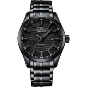 nf8032 b gy naviforce watch water resistant 30m men black dial stainless steel metal strap quartz battery analog three hand for dream