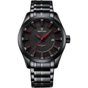 nf8032 b r naviforce watch water resistant 30m men black dial stainless steel metal strap quartz battery analog three hand for dream