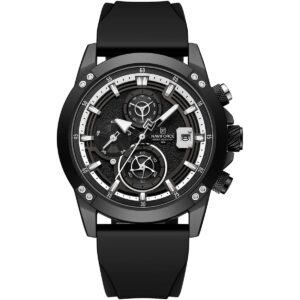 nf8033 b w b naviforce watch water resistant 30m men black dial rubber strap quartz battery analog chronograph for dream