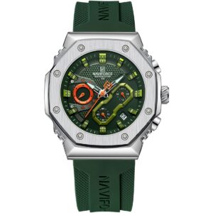 nf8035g s gn gn naviforce watch water resistant 30m men green dial rubber strap quartz battery analog chronograph for dream