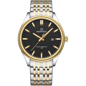 nf8039g s g b naviforce watch water resistant 30m men black dial stainless steel metal silver gold strap quartz battery analog three hand for dream