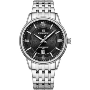 nf8040g s s b naviforce watch water resistant 30m men black dial stainless steel metal silver strap quartz battery analog three hand for dream