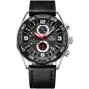nf8043 s b b naviforce watch chronograph wr 3atm men black dial leather strap quartz battery analog for dream