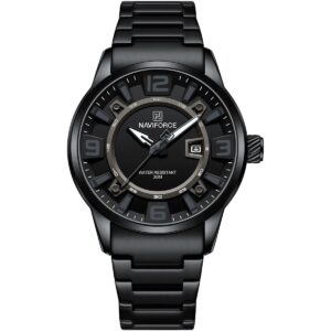 nf8044 b gy b naviforce watch water resistant 30m men black dial stainless steel metal strap quartz battery analog three hand for dream