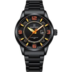 nf8044 b o b naviforce watch water resistant 30m men black dial stainless steel metal strap quartz battery analog three hand for dream