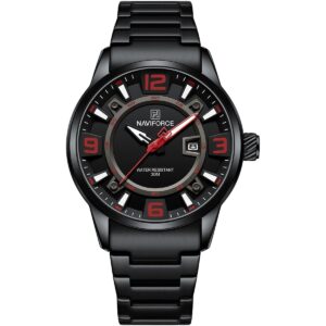 nf8044 b r b naviforce watch water resistant 30m men black dial stainless steel metal strap quartz battery analog three hand for dream