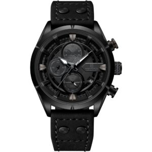 nf8045 b b b naviforce watch chronograph men black dial leather strap quartz battery analog for dream